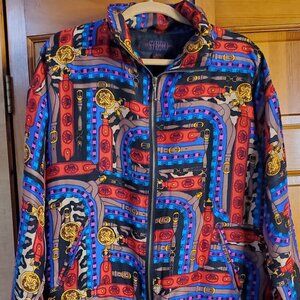 Buckle print zip up windbreaker
